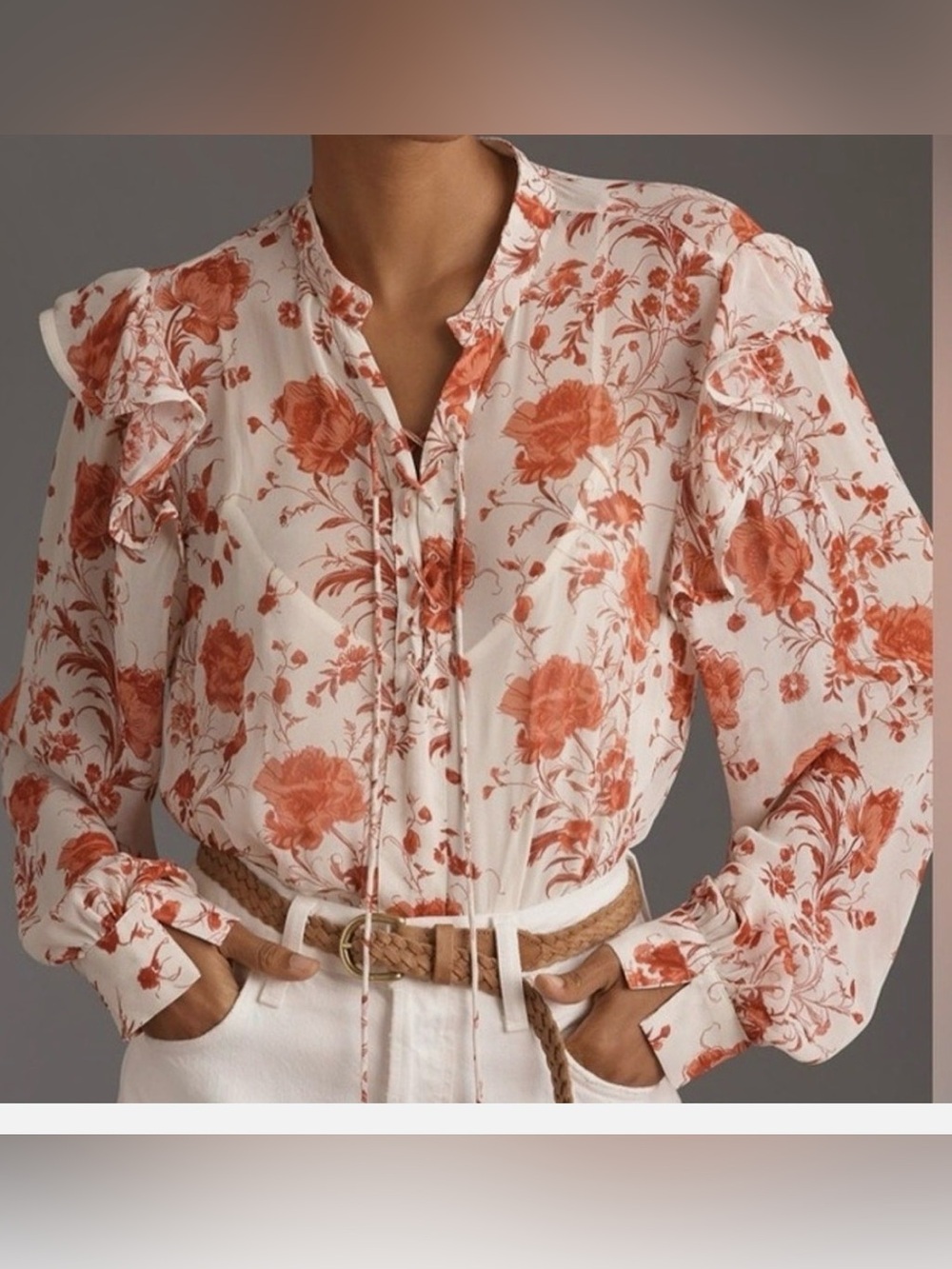 ANTHROPOLOGIE -NEW- Maeve Ruffle Cami Lined Floral Blouse Top Size Small